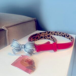 Betsy Johnson Hot Pink Belt with Bow buckle-Size L